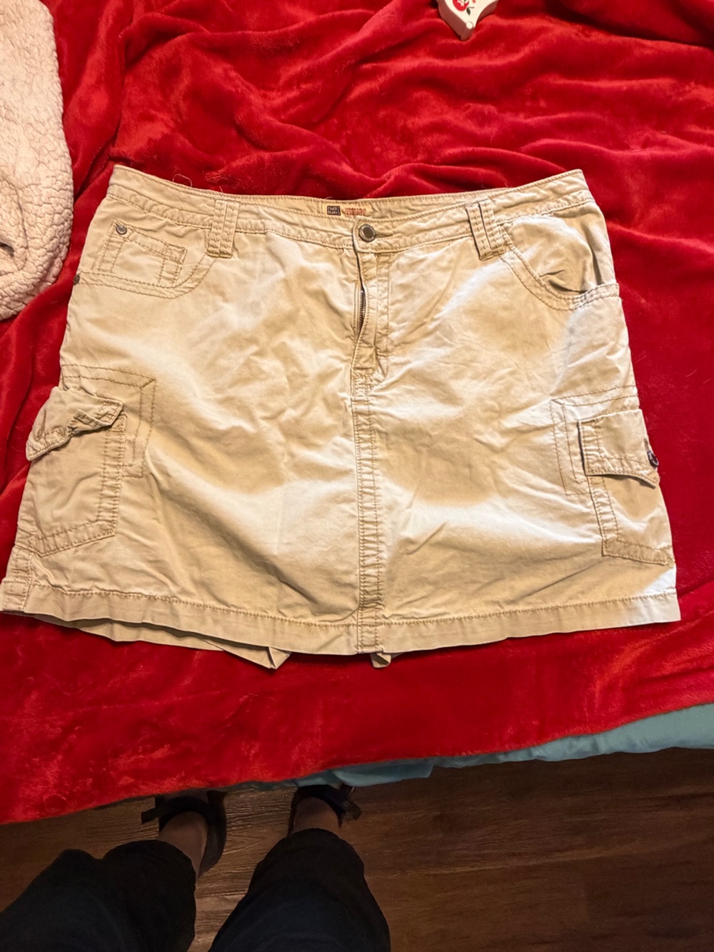 Faded Glory Beige Cargo Pocket Mini Skirt size 20w